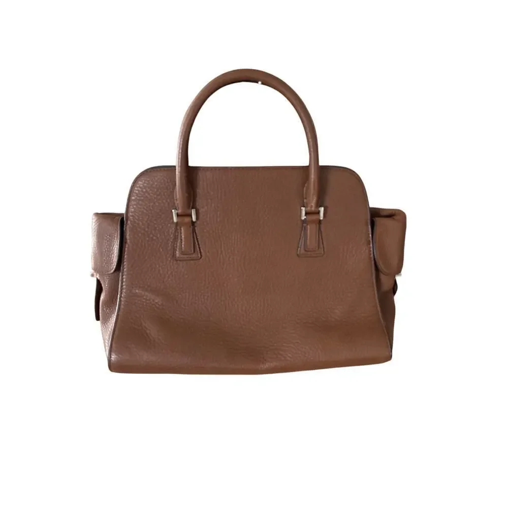 Michael Kors Brown Pebbled Leather Satchel Silver Hardware
